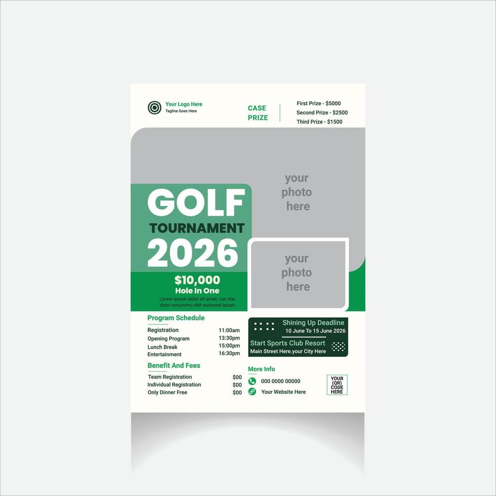 le golf tournoi publicité prospectus vecteur