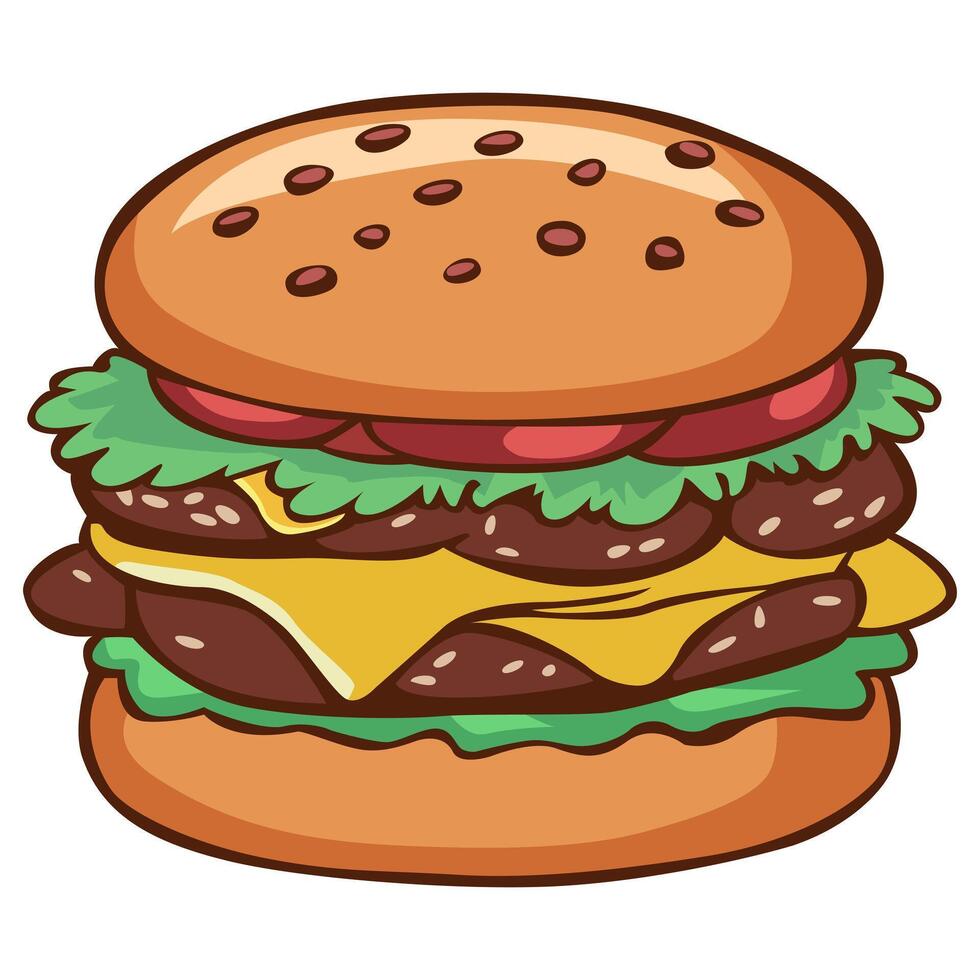 une savoureux et copieux Burger. le concept de savoureux et mauvais pour la santé aliments. vecteur