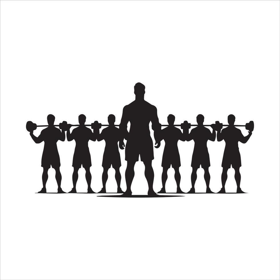 Gym faire des exercices silhouette collection.humain aptitude illustration ensemble. vecteur