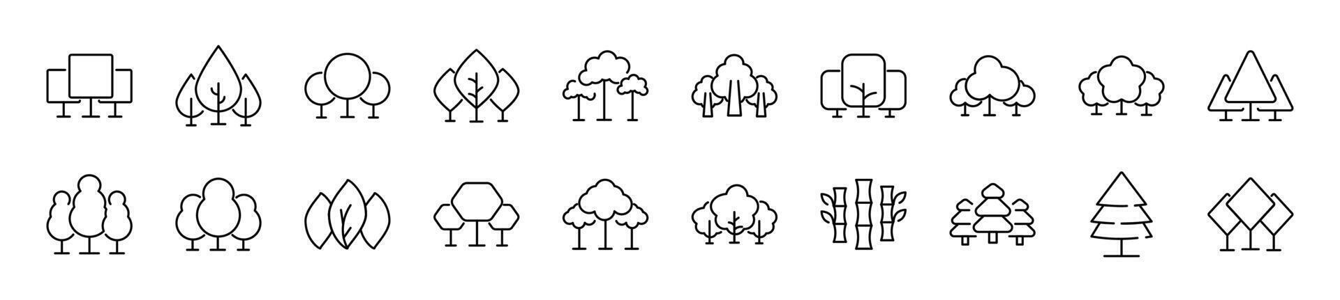 arbre ligne Icônes collection. modifiable accident vasculaire cérébral. Facile linéaire illustration pour la toile des sites, journaux, des articles livre vecteur