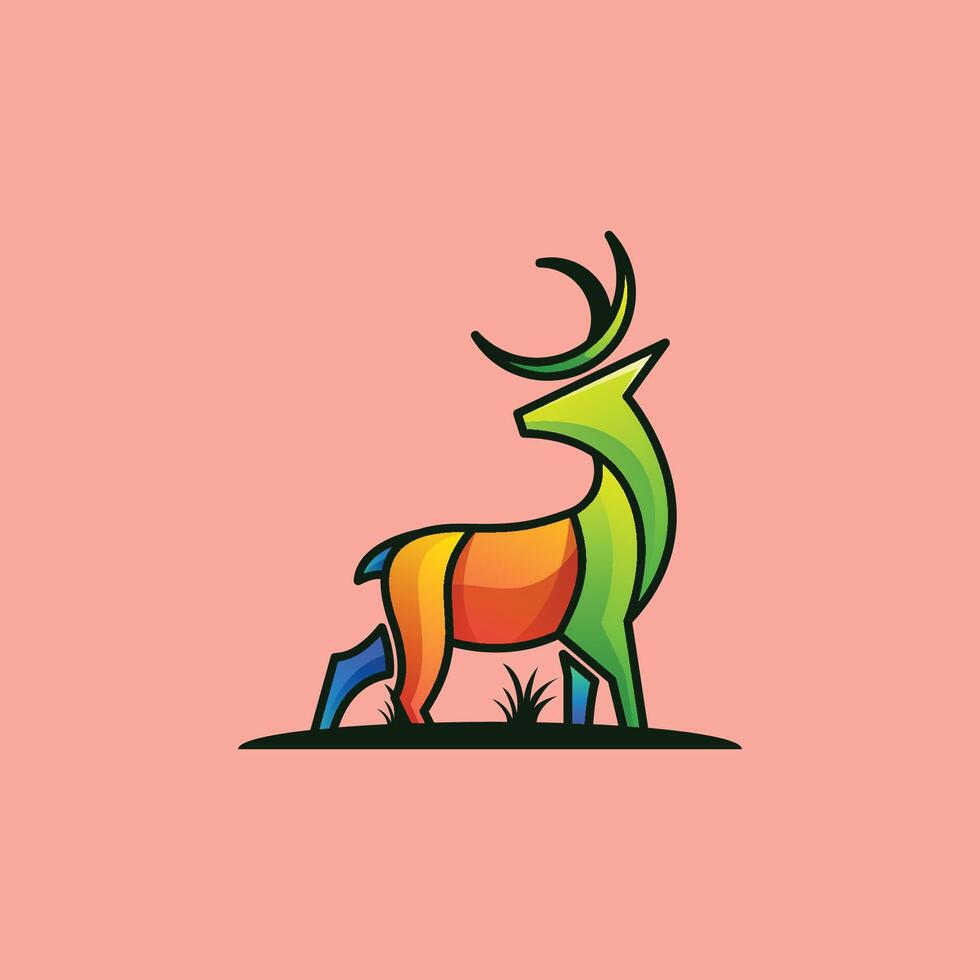 coloré animal cerf logo illustration modèle vecteur