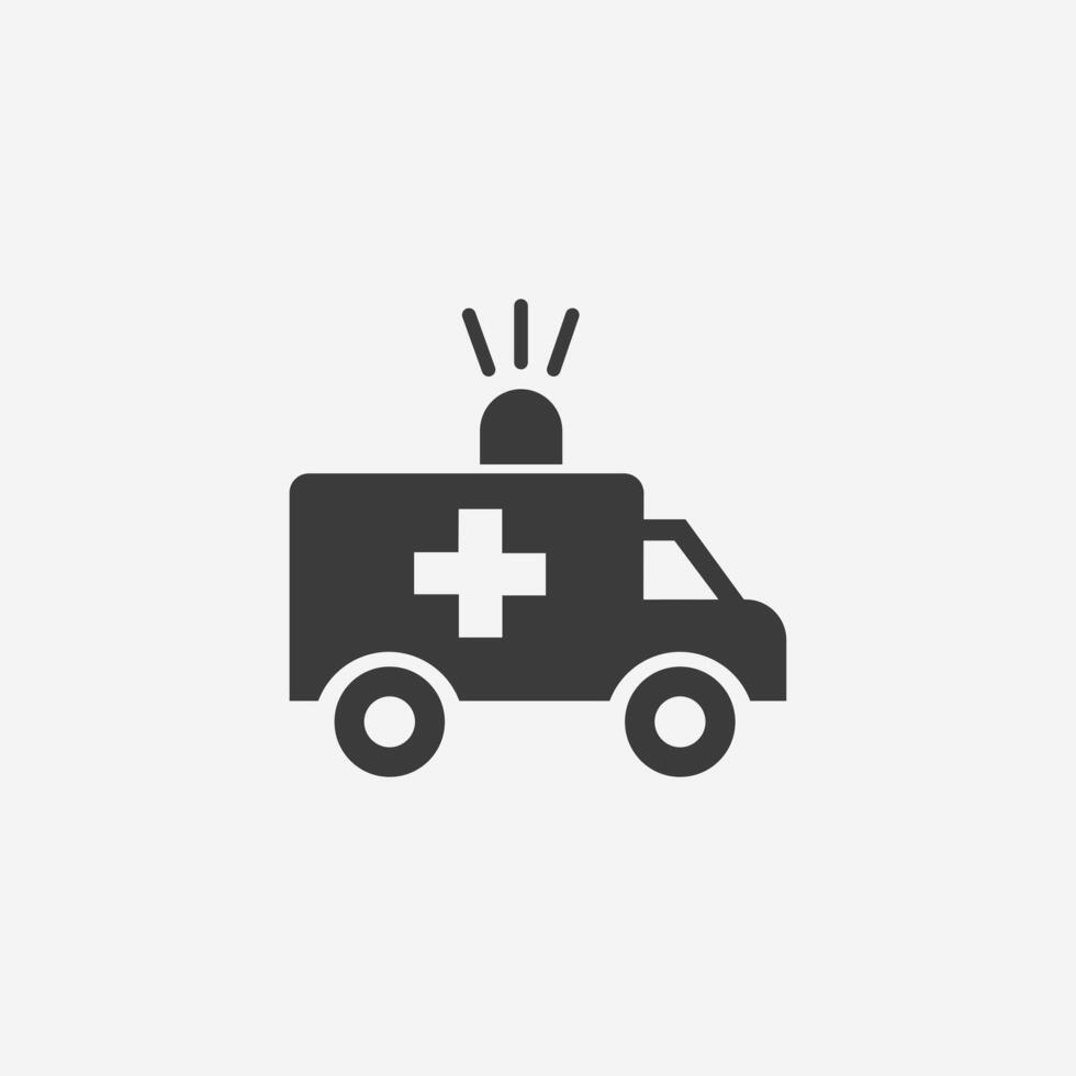 ambulance voiture, médical van icône. urgence, soins de santé, sauvetage, médical, service, médicament symbole vecteur