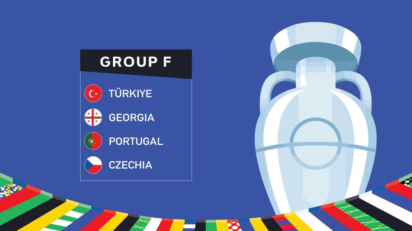 euro 2024 Allemagne groupe F drapeaux conception avec trophée symbole officiel logo européen Football final illustration vecteur