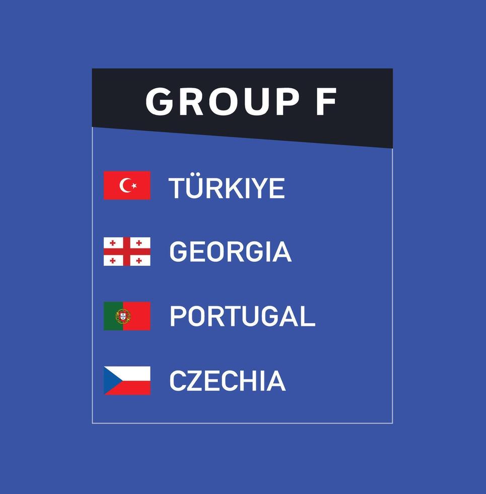 européen nations 2024 groupe F équipes drapeaux conception abstrait des pays européen Football symbole logo illustration vecteur