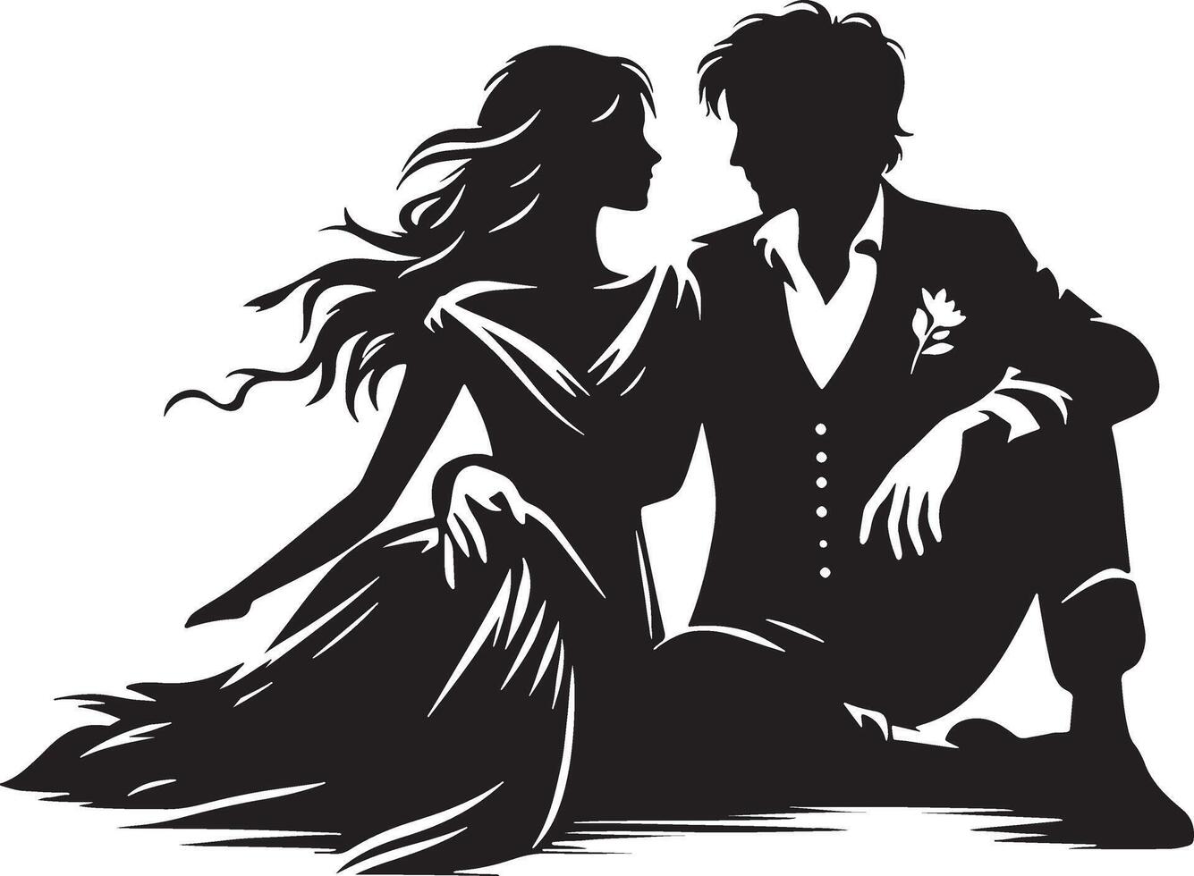 romantique couple silhouette illustration vecteur