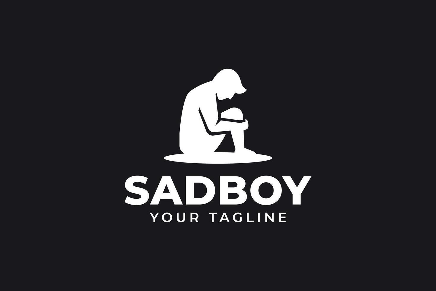 triste garçon silhouette logo conception pour élément conception pour bénévole non profit communauté vecteur
