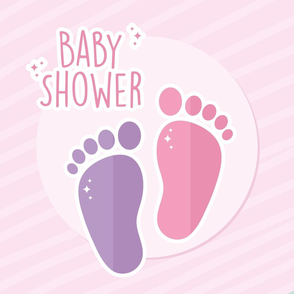 lettrage de douche de bébé et pieds de bébé vecteur