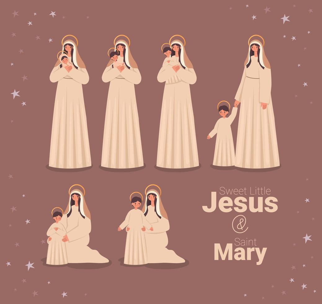 Jésus et Marie vecteur