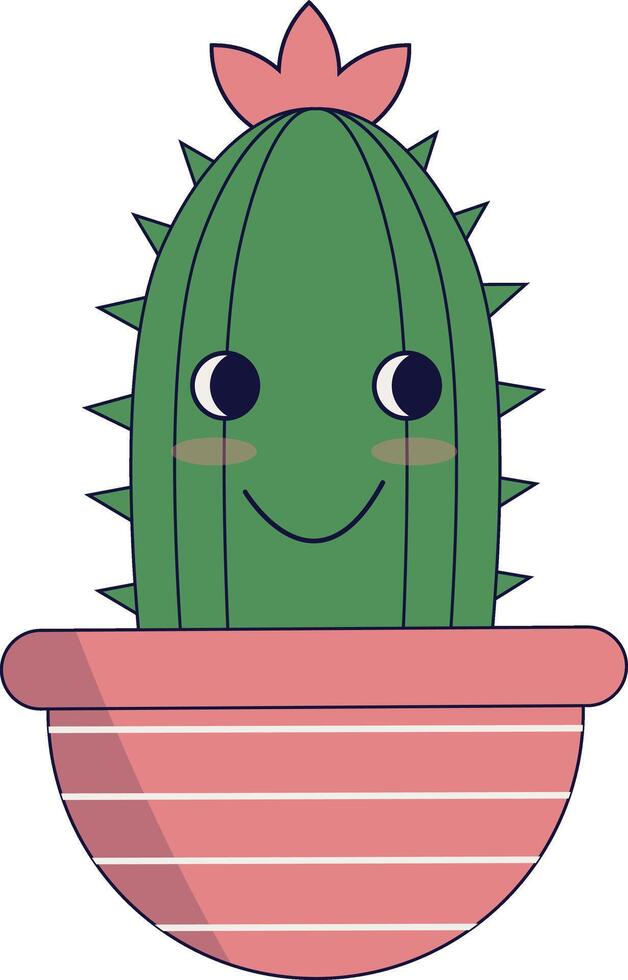 kawaii mis en pot cactus illustration. mignonne dessin animé style. vecteur