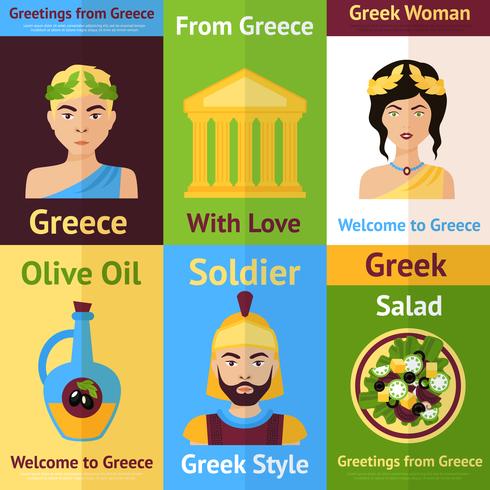 Ensemble de mini affiches Grèce vecteur