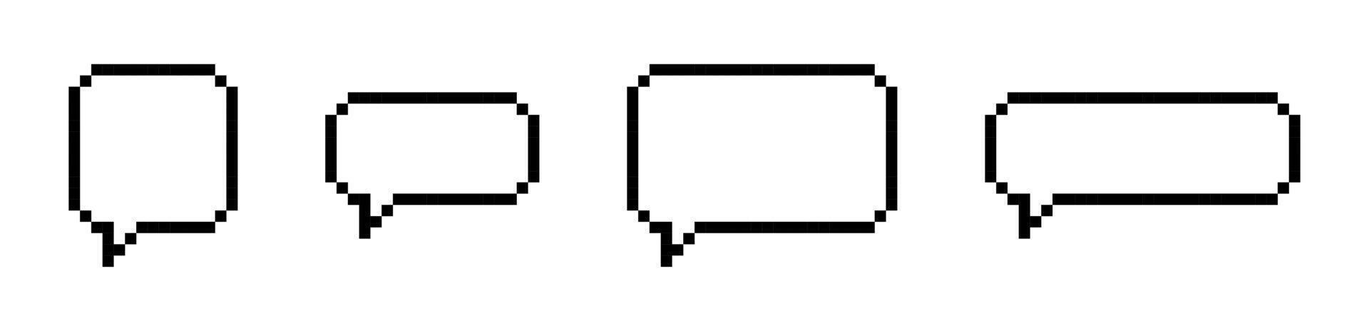 pixel discours bulles. bavarder discours ou dialogue bulles dans pixel art style. pixélisé discours bulles. vecteur