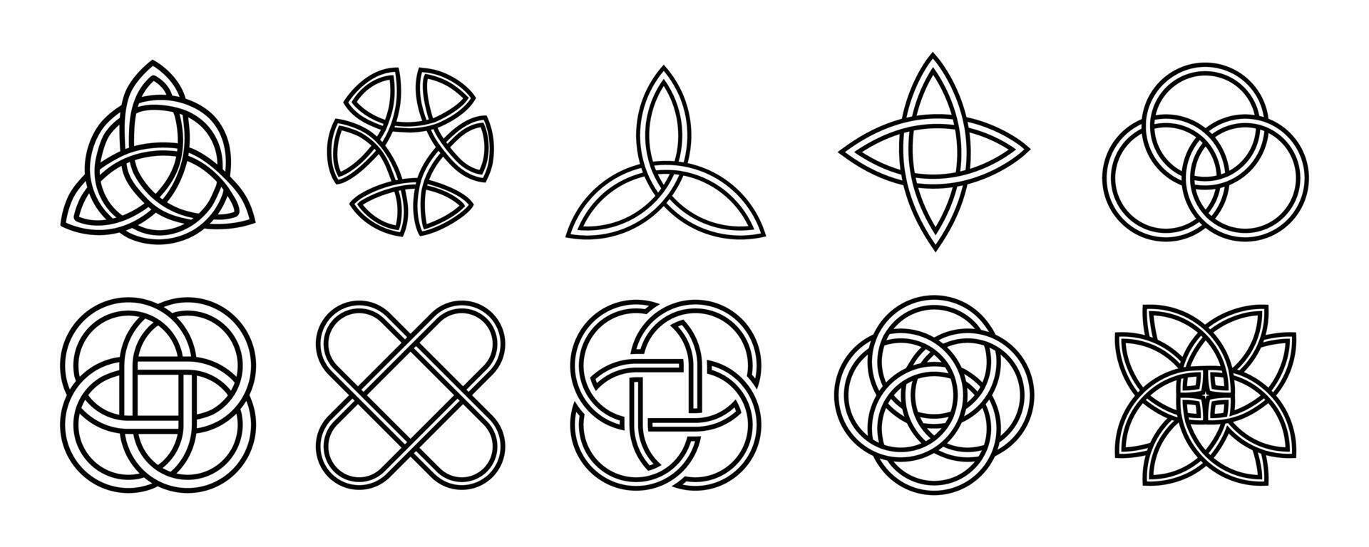 celtique trinité nœuds. celtique nœud Icônes. interminable noeuds collection vecteur