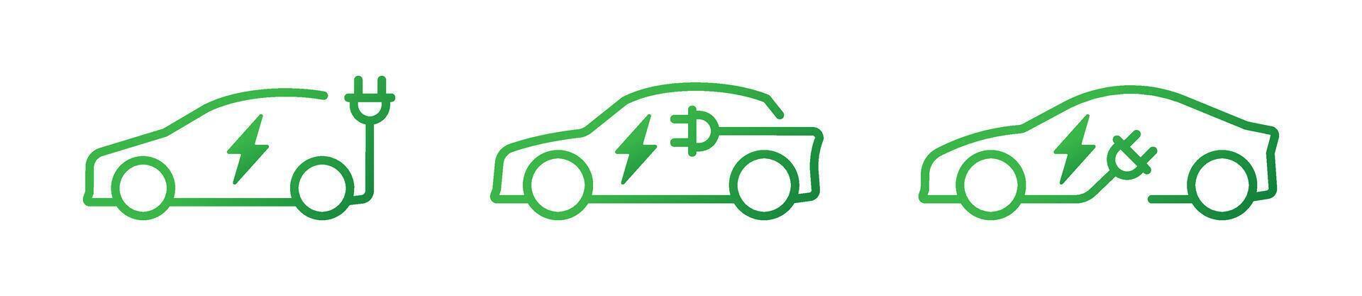 électrique voiture avec prise de courant icône symbole ensemble vecteur