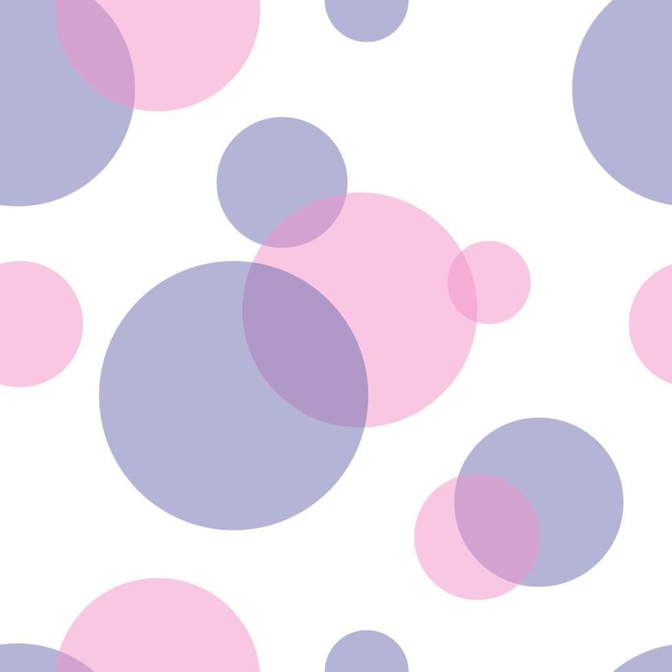 sphères violet et rose translucide sur une blanc Contexte. sans couture abstrait modèle avec cercles. vecteur