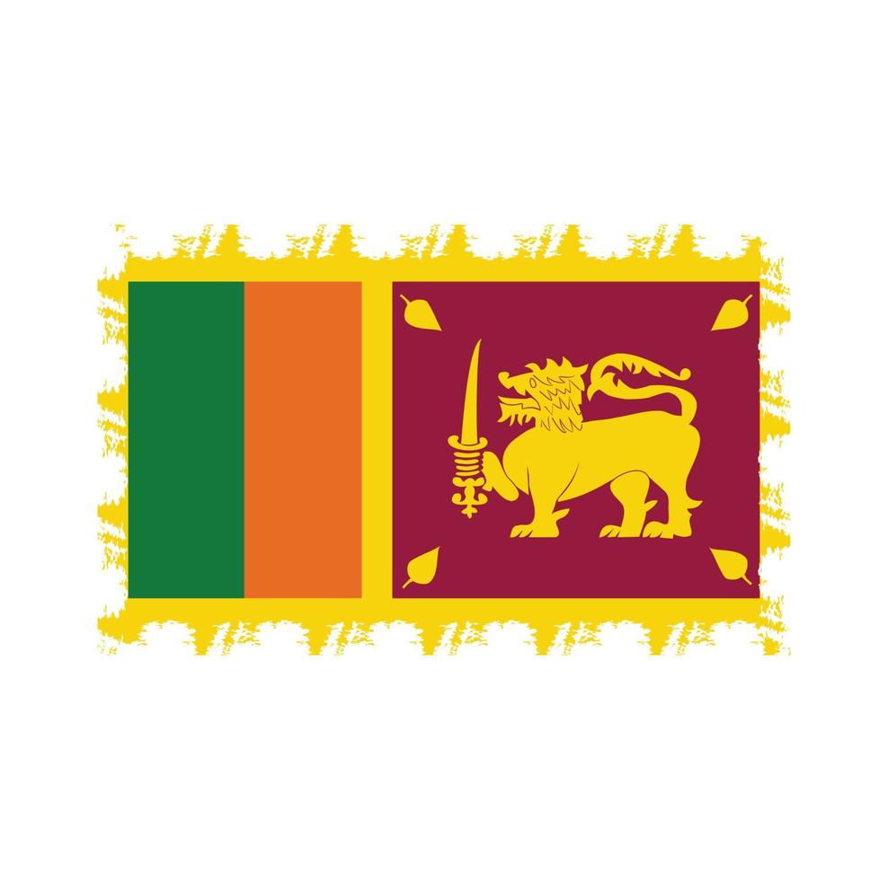 drapeau du sri lanka avec pinceau peint à l'aquarelle vecteur