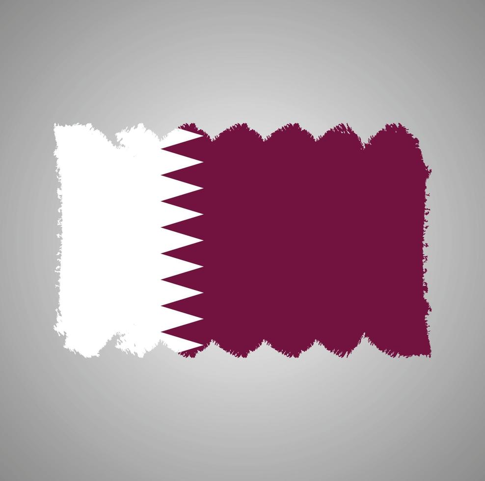 drapeau du Qatar avec pinceau peint à l'aquarelle vecteur