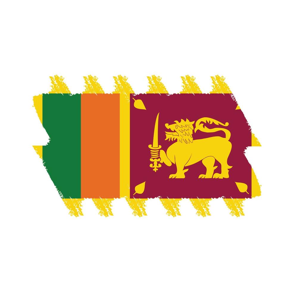 drapeau du sri lanka avec pinceau peint à l'aquarelle vecteur