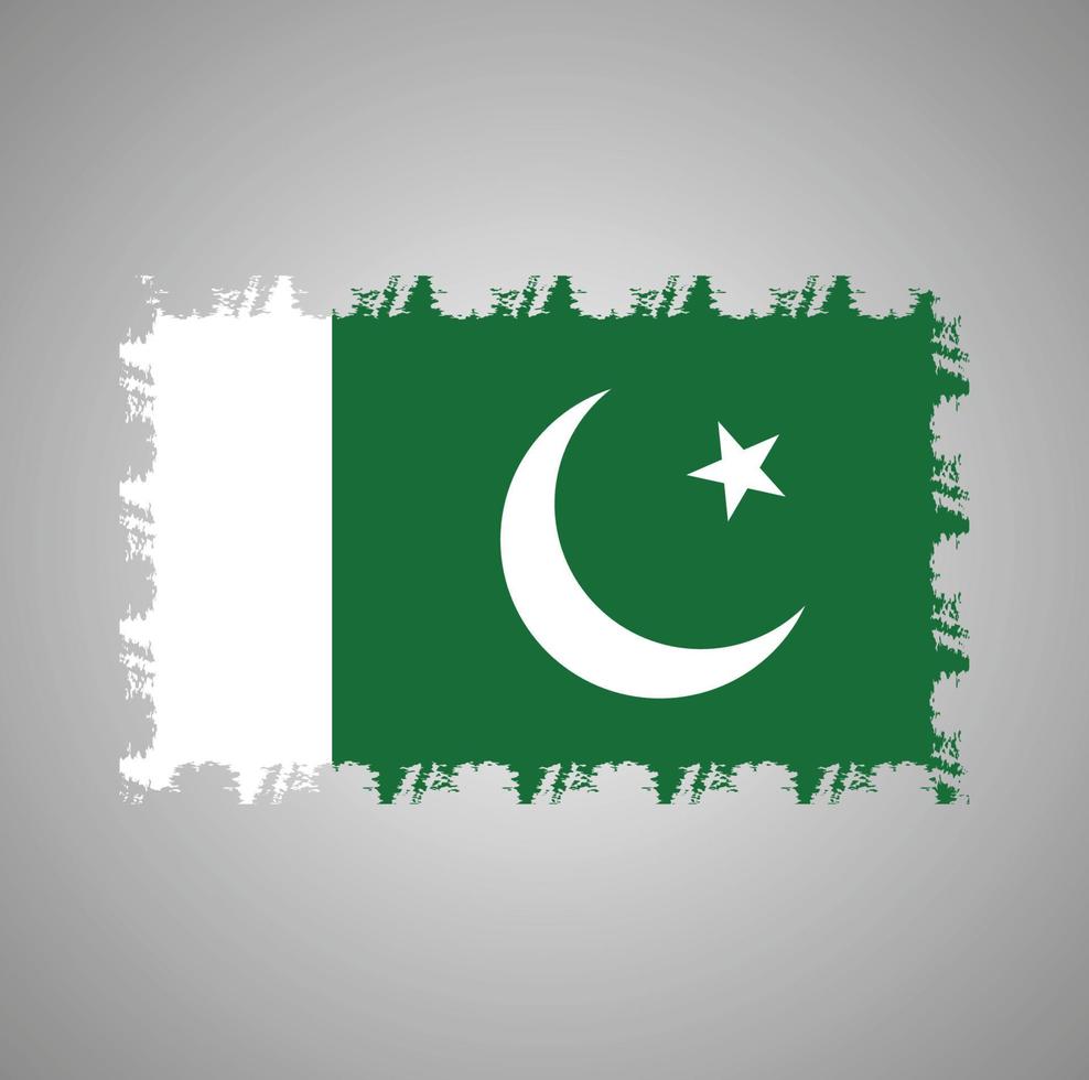 drapeau pakistan avec pinceau peint à l'aquarelle vecteur