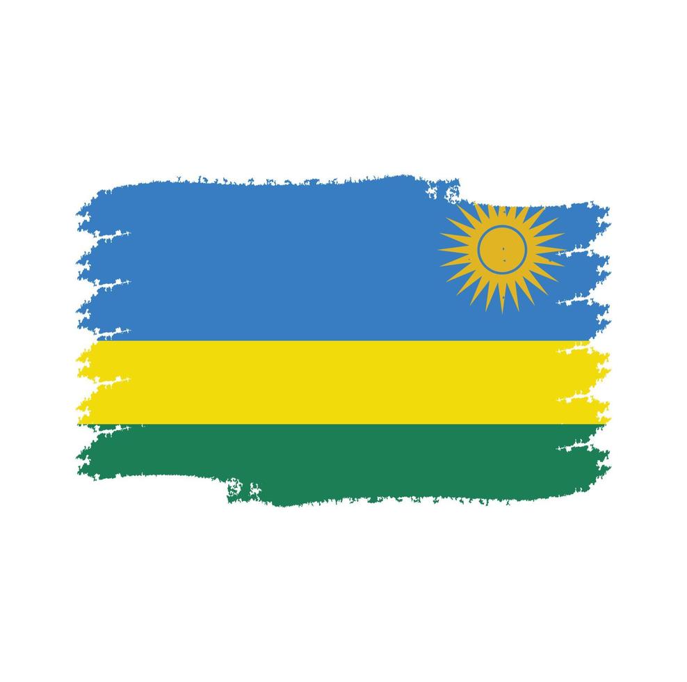 drapeau du rwanda avec pinceau peint à l'aquarelle vecteur