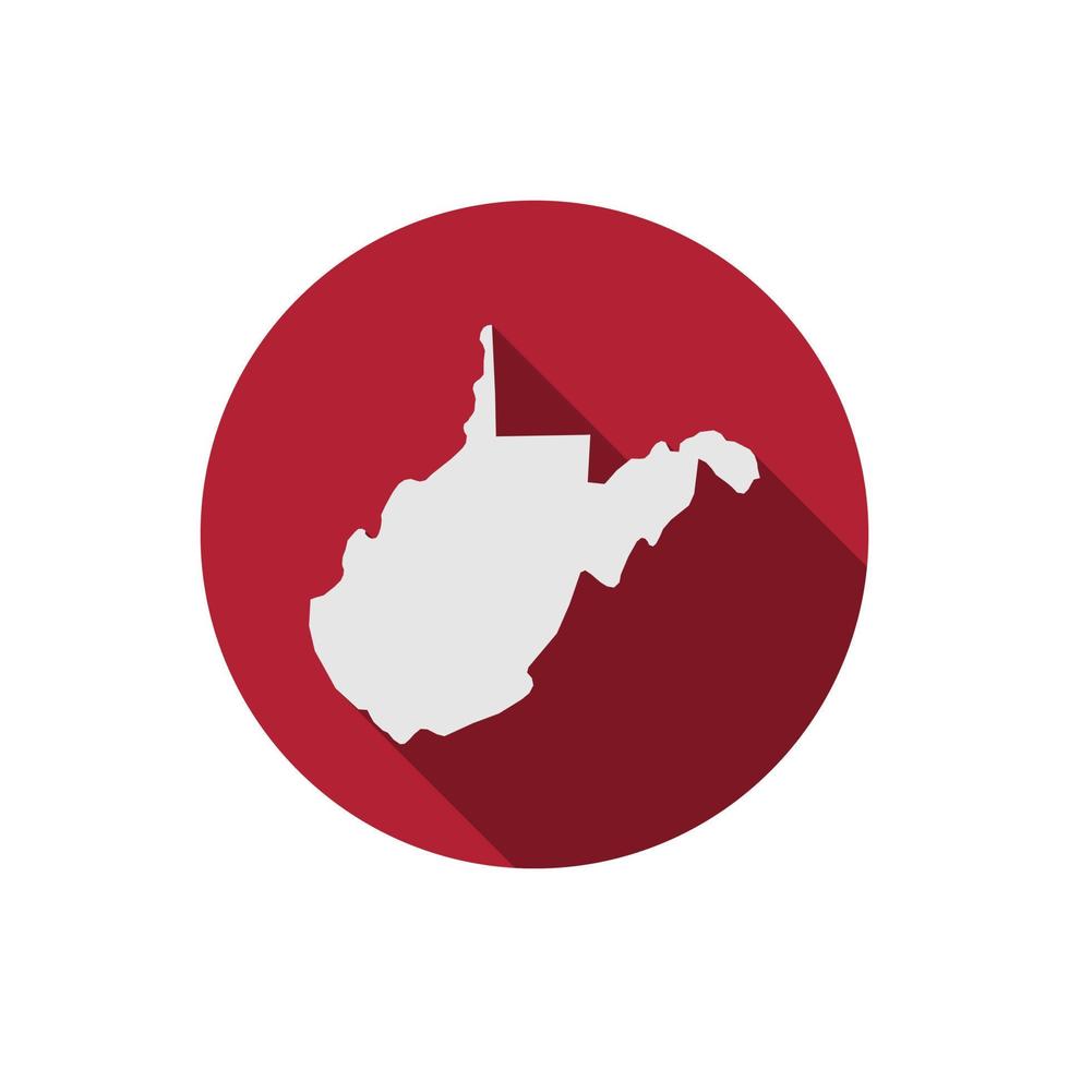 cercle de carte d'état de Virginie-Occidentale avec ombre portée vecteur