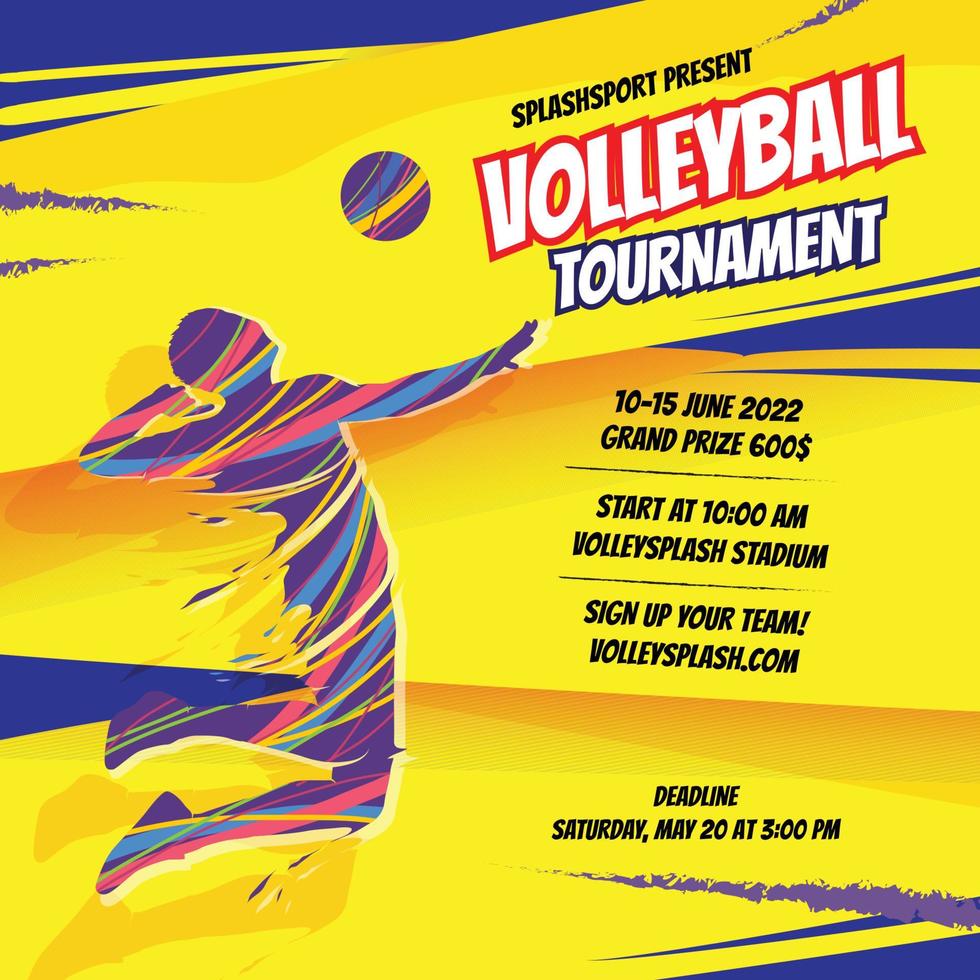 modèle de conception de flyer de tournoi de volley-ball vecteur