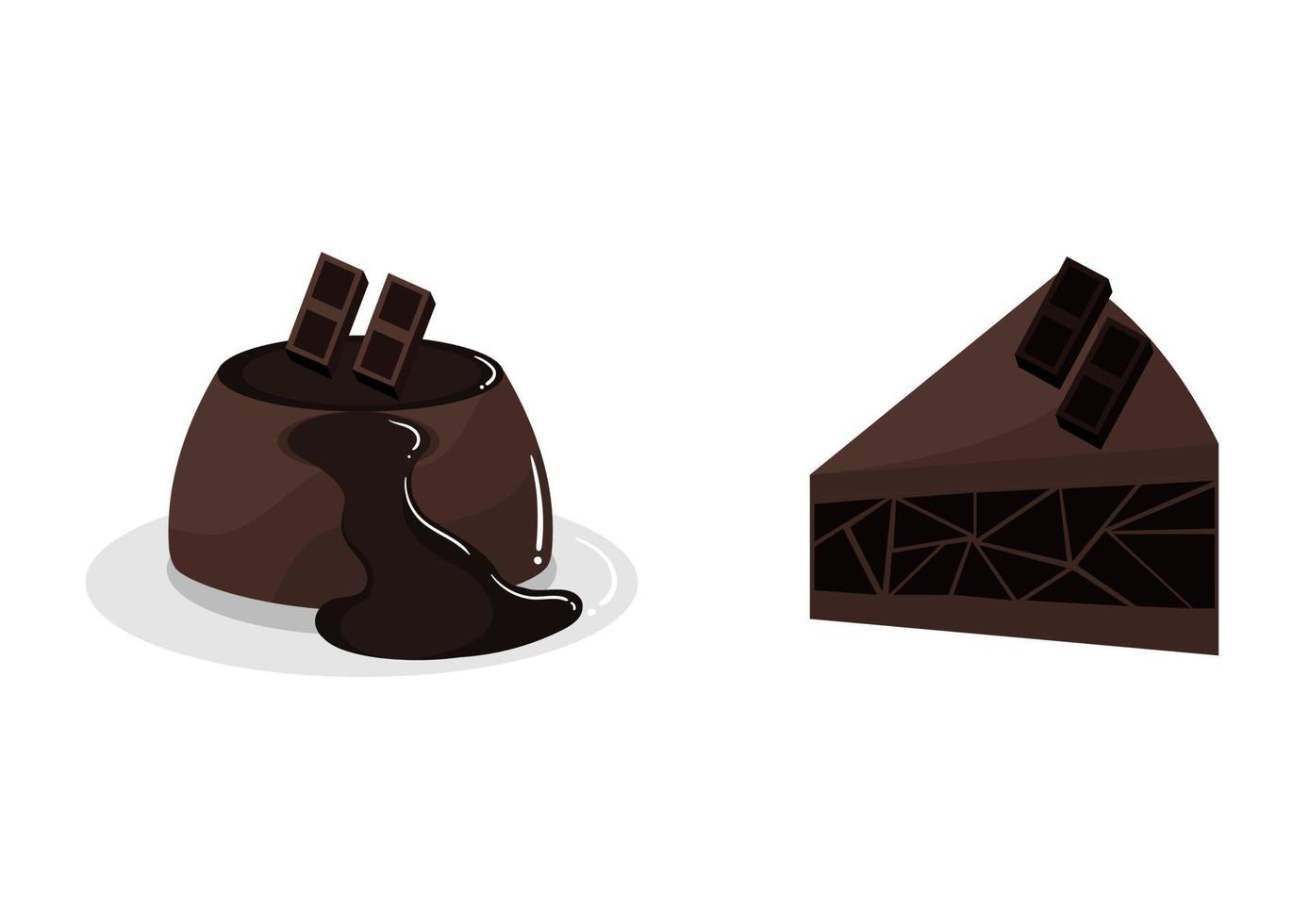 illustration de gâteau au chocolat et pudding vecteur