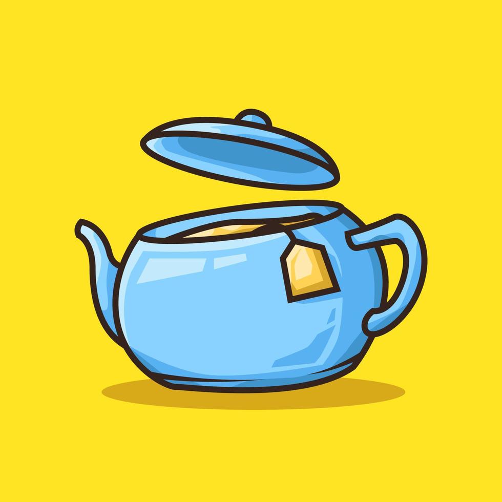 théière traditionnelle unique pour faire du thé ou du café dans une illustration de dessin animé coloré vecteur