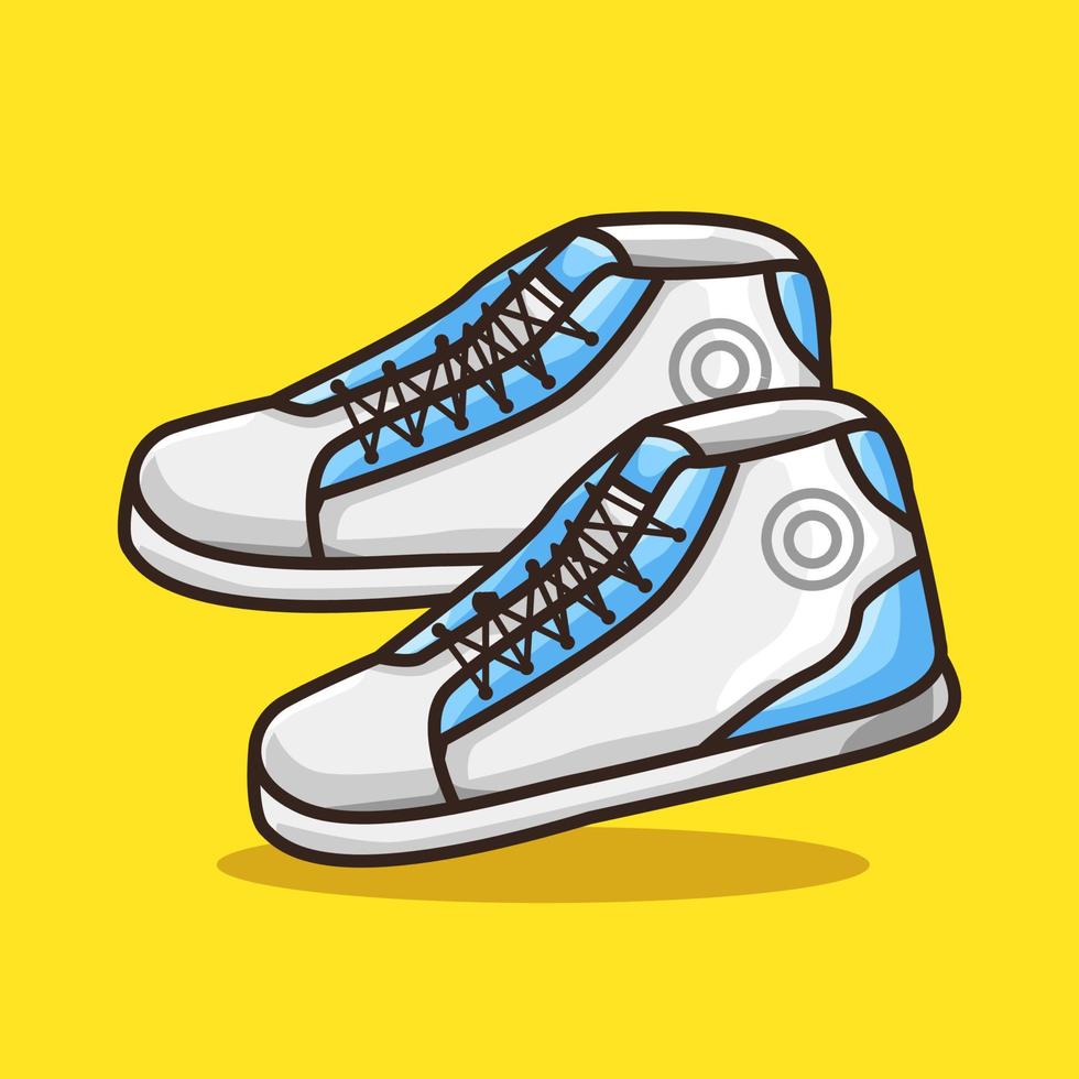 chaussures de sport cool pour la promenade en ville dans une illustration d'art en ligne de dessin animé coloré vecteur