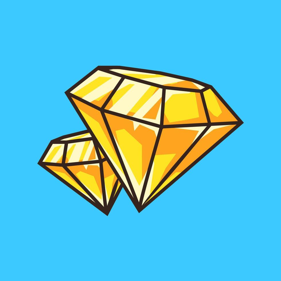 bijoux en diamant d'or uniques dans une illustration d'art en ligne de dessin animé coloré vecteur