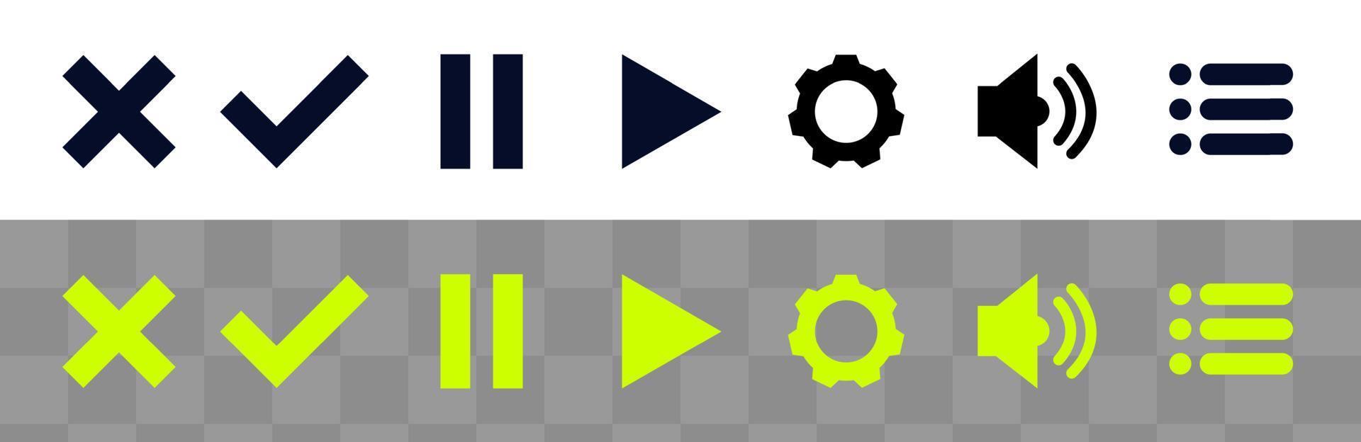 icône pour la conception de l'interface utilisateur des boutons dans le lecteur vidéo de jeu ou le site Web vecteur