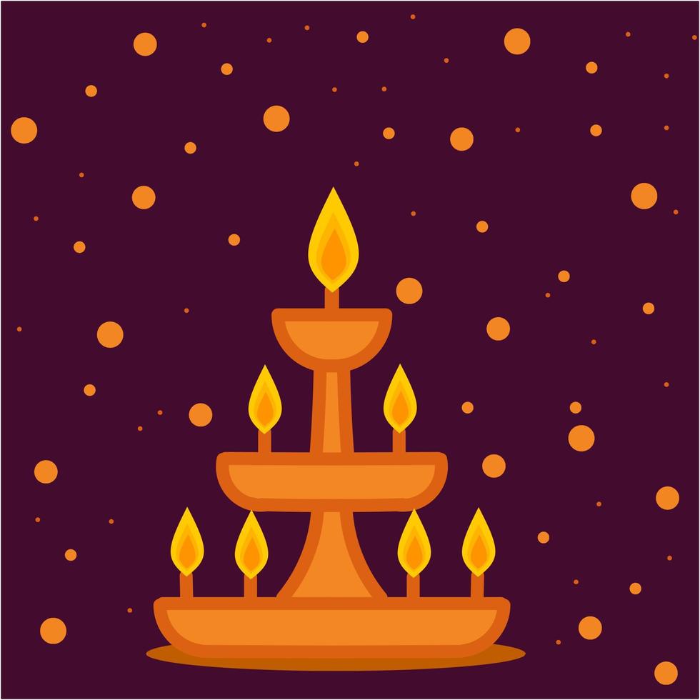 dawali, arrière-plan de conception d'illustration de festival, bougies de festival, bougies de mandala et lampes à incandescence au milieu. fêtes et célébrations indiennes vecteur
