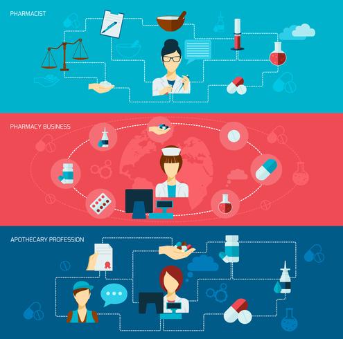 Ensemble de bannière de pharmacien vecteur