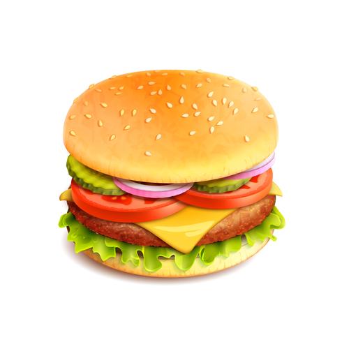 Hamburger réaliste isolé vecteur