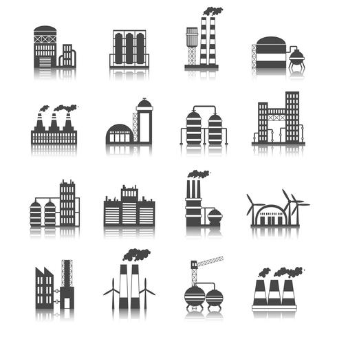 Icônes de bâtiments industriels vecteur