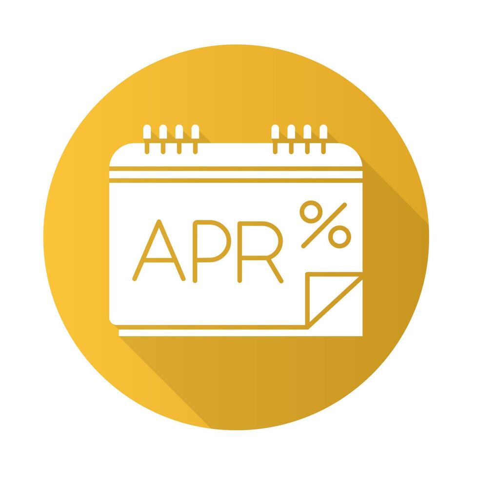 taux de pourcentage annuel icône de glyphe de grandissime design plat jaune. apr calculs. rapport financier. payer pour un crédit, un prêt. calendrier pour suivre les revenus et les dépenses. illustration vectorielle vecteur