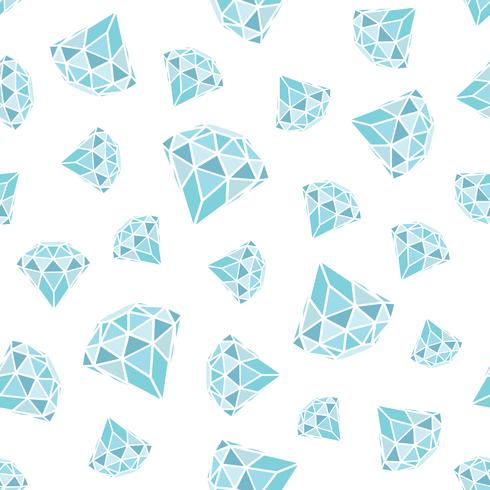 Modèle sans couture de diamants bleus géométriques sur fond blanc. Conception de cristaux tendance hipster. vecteur