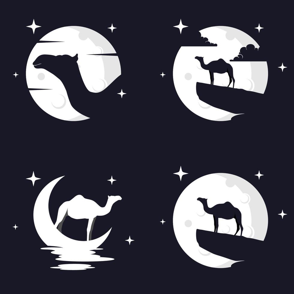 illustration vectorielle de chameau avec fond de lune. parfait à utiliser pour un t-shirt ou un événement vecteur