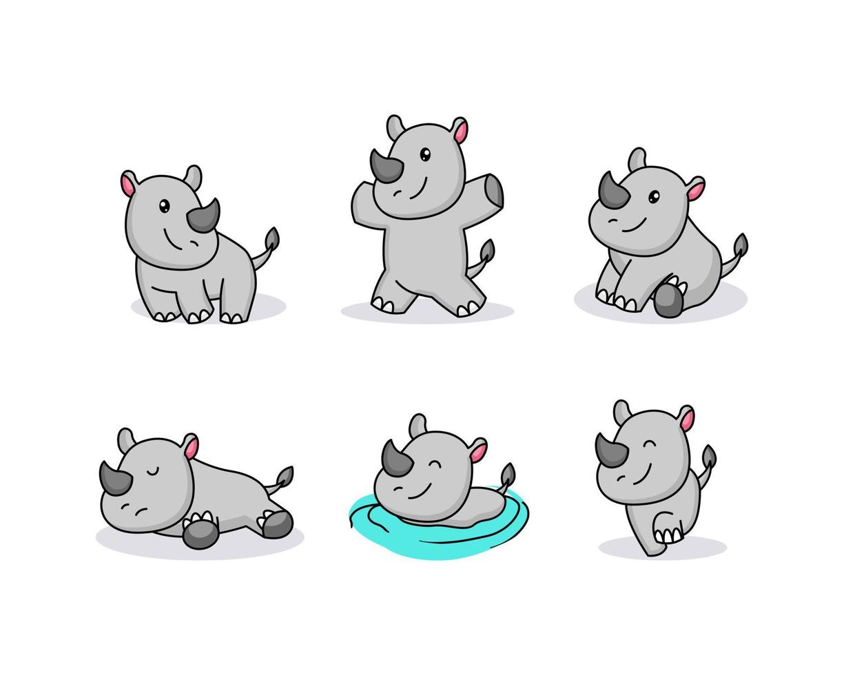 Création de logo de mascotte bébé hippopotame mignon vecteur