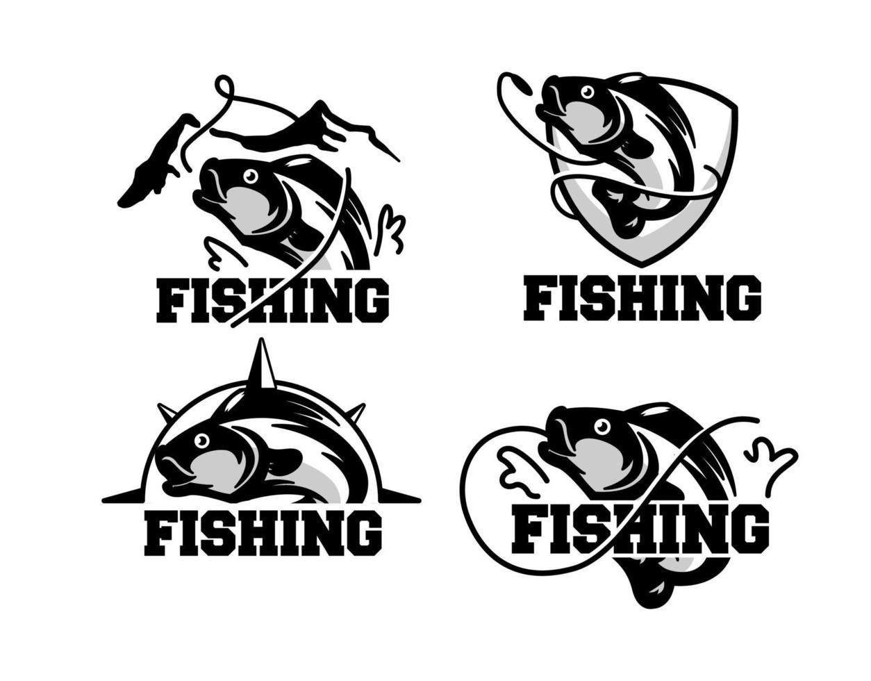 ensemble d'insigne de logo de pêche rétro vecteur
