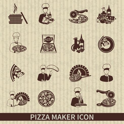 Pizza Maker Icon Noir vecteur