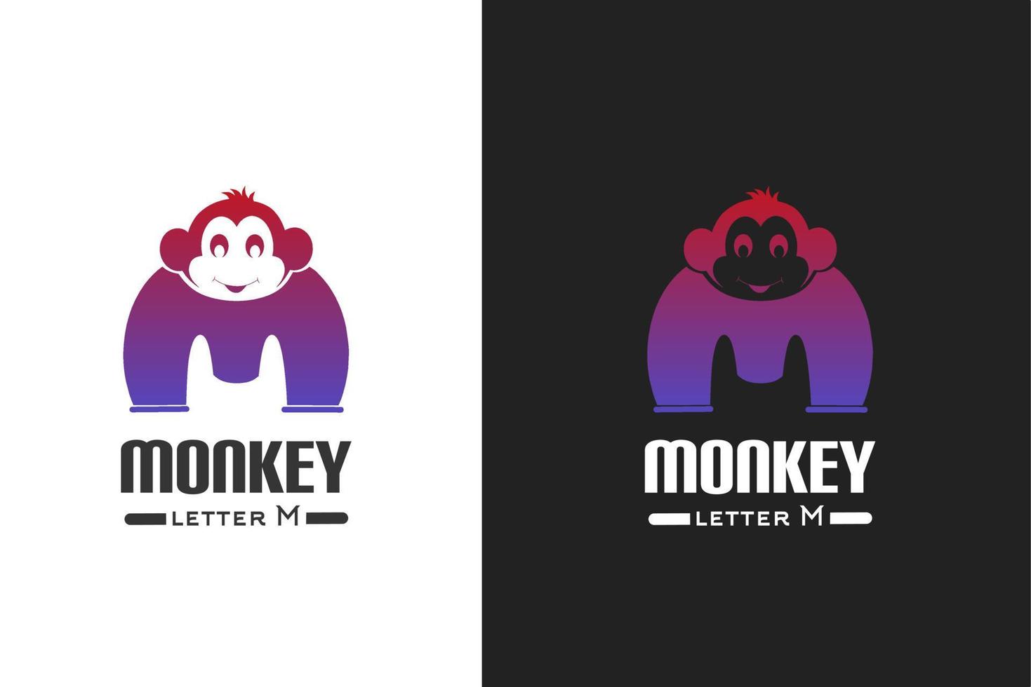 lettre m et logo tête de singe, vecteur libre