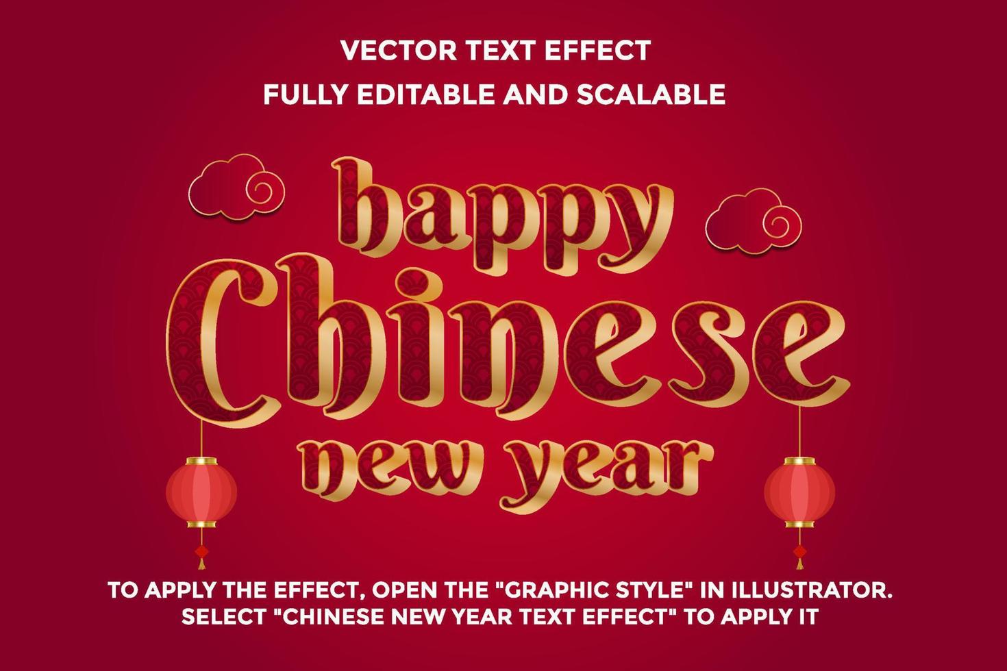 effet de texte vectoriel du nouvel an chinois modifiable