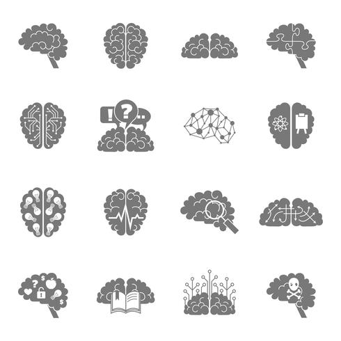 Icônes de cerveau noir vecteur