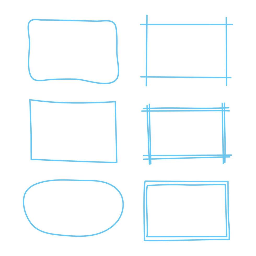 ligne frontière pour texte. main tiré rectangle cadres. griffonnage conception éléments. illustration formes vecteur