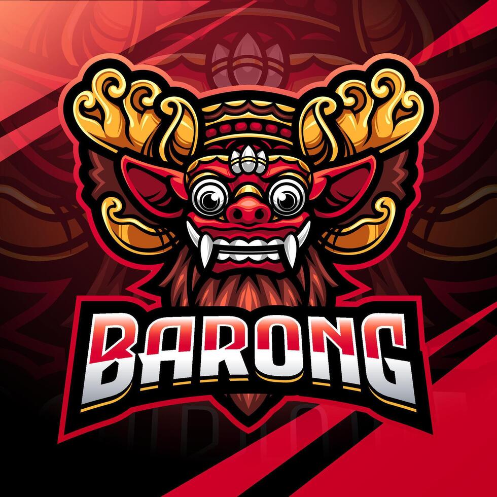 création de logo de mascotte esport tête barong vecteur