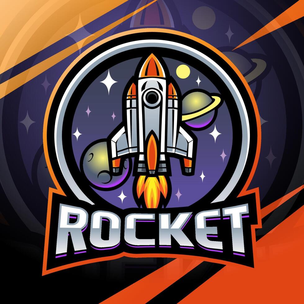 création de logo de mascotte de fusée spatiale vecteur
