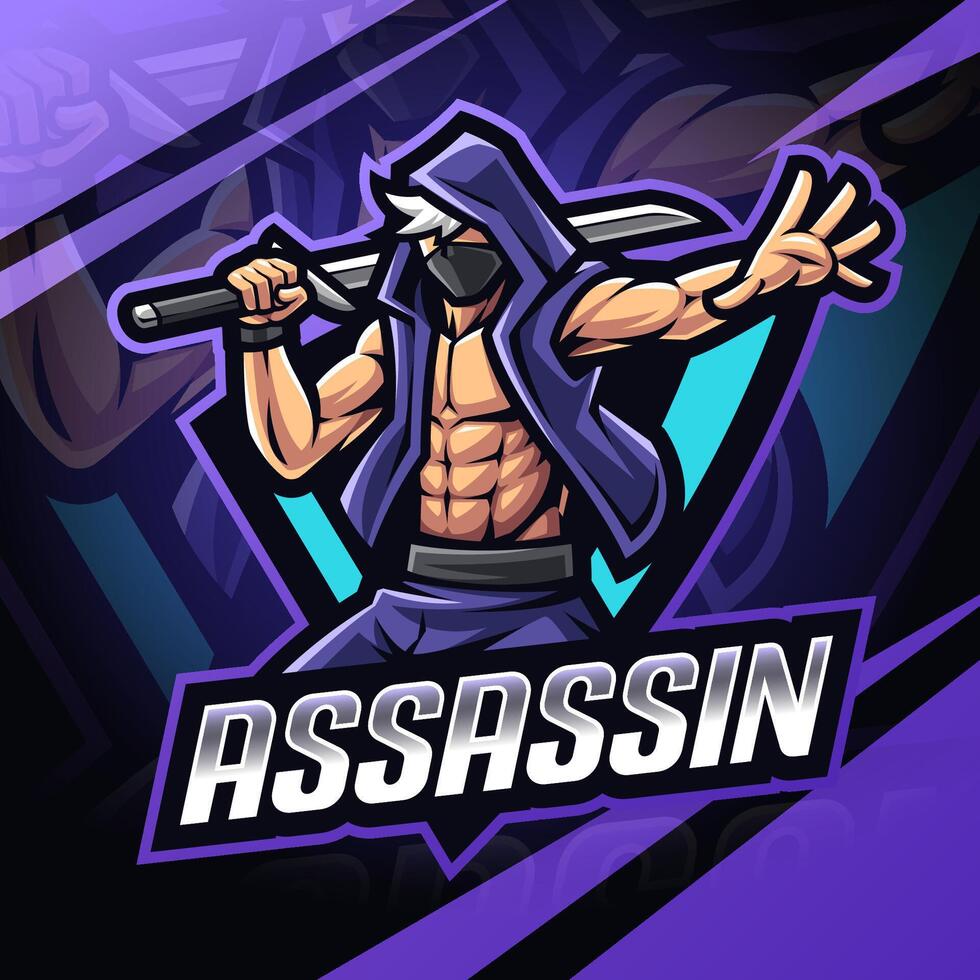 création de logo de mascotte assassin esport vecteur