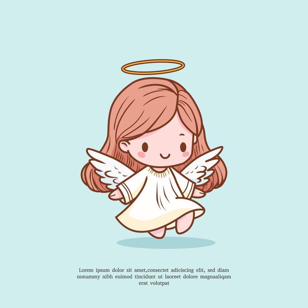 mignonne peu ange illustration dans plat conception style vecteur