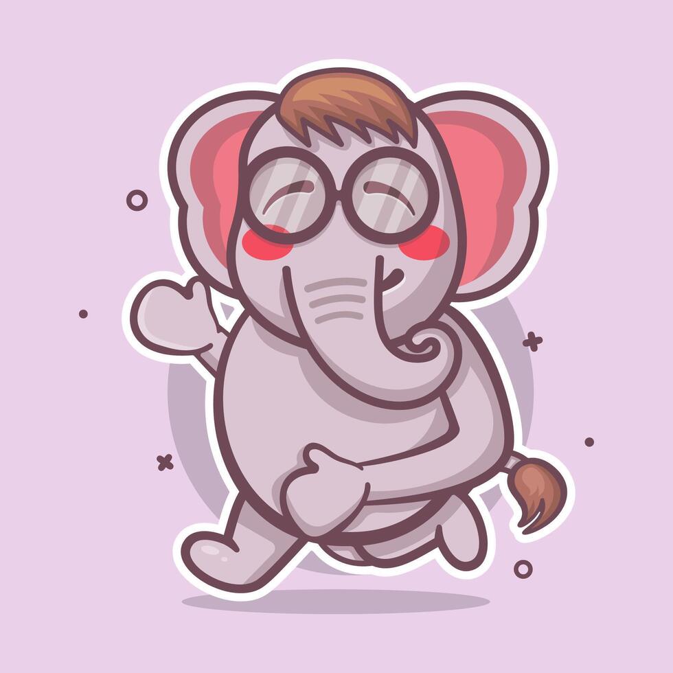 de bonne humeur l'éléphant animal personnage mascotte fonctionnement isolé dessin animé vecteur