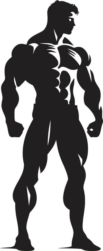 monolithe muscles plein corps logo création noirci masse culturistes iconique symbole vecteur